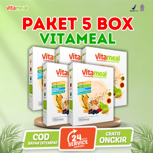 

[OFFICIAL STORE] Vitameal Paket 5 Vitameal Sereal Aman untuk Diabetes Sarapan Sehat Rendah Gula Pengganti Nasi Cocok untuk Diet Pekerja Sibuk Ibu Rumah Tangga & Penderita Kolesterol VITAMILK KEBAS