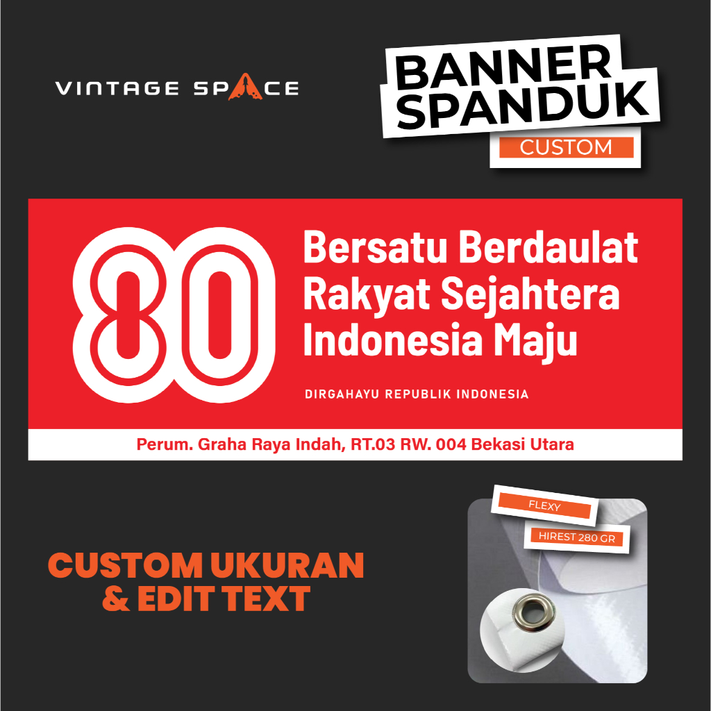 Spanduk HUT RI Templare Resmi /spanduk Dirgahayu / Spanduk Kemerdekaan