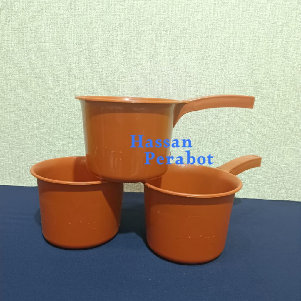 [ 3 pcs ] Gayung Mandi Jumbo Warna Coklat IPP