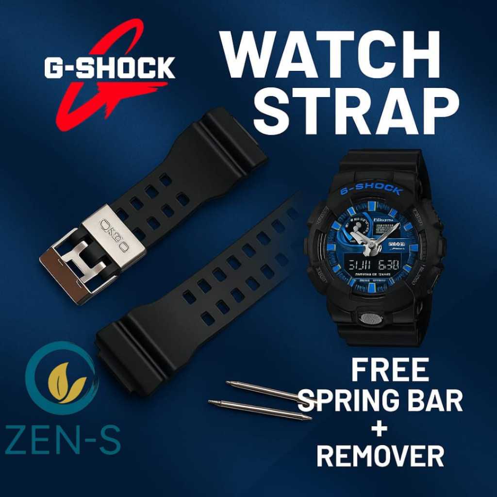 Strap Tali Jam Tangan Casio G-Shock GA-100 GA-400 GA-700 GA710 Original Free Pen Remover