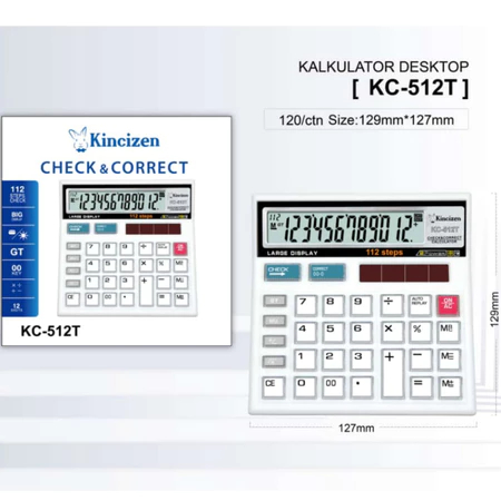 

Kalkulator Kincizen Mika kincizen KC 512T 12 Digit Angka Tombol Mika Warna Putih