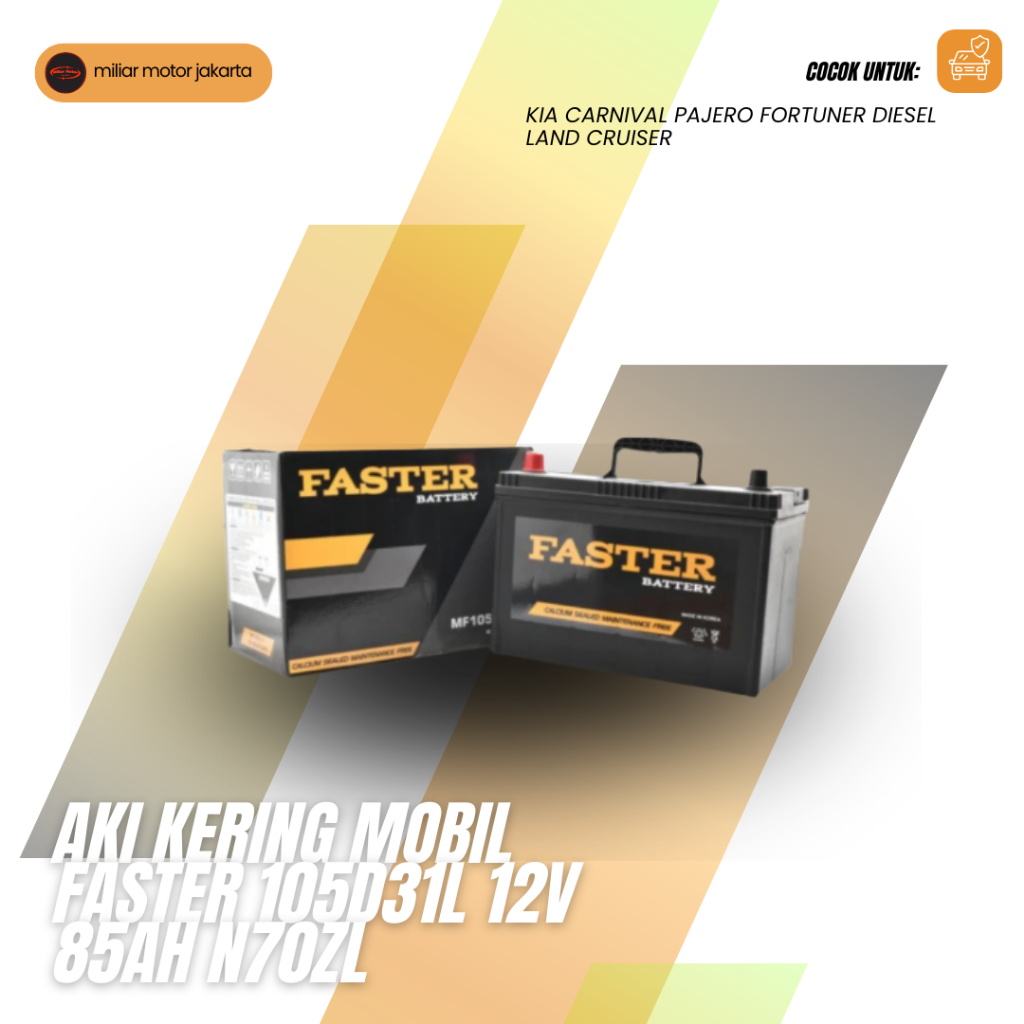 Aki Kering Mobil Faster 105D31L 12V 85Ah N70ZL Kia carnival Pajero Fortuner Diesel Land Cruiser