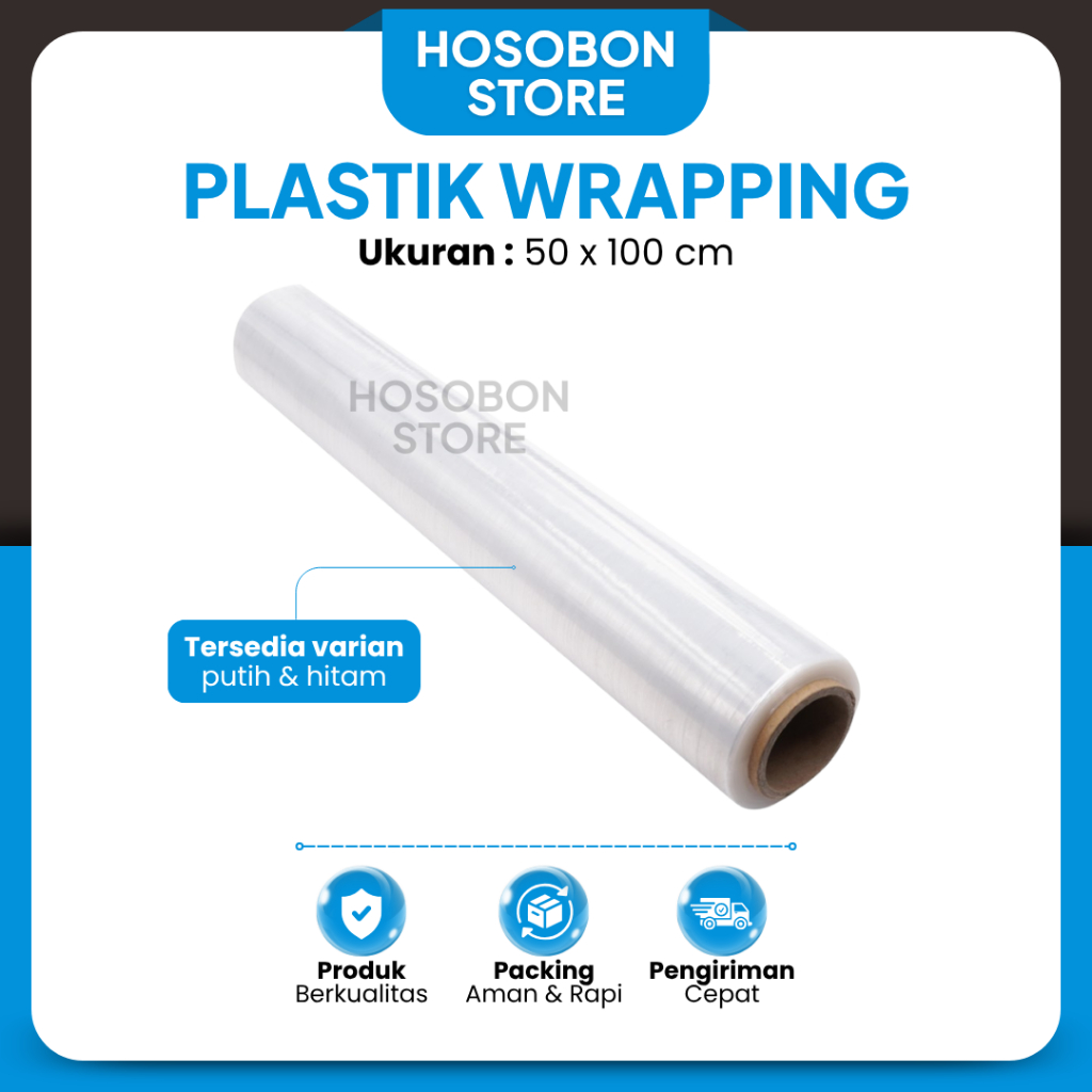 

Plastik Wrapping Stretch Film Packing Hitam Bening Ukuran 50x100cm