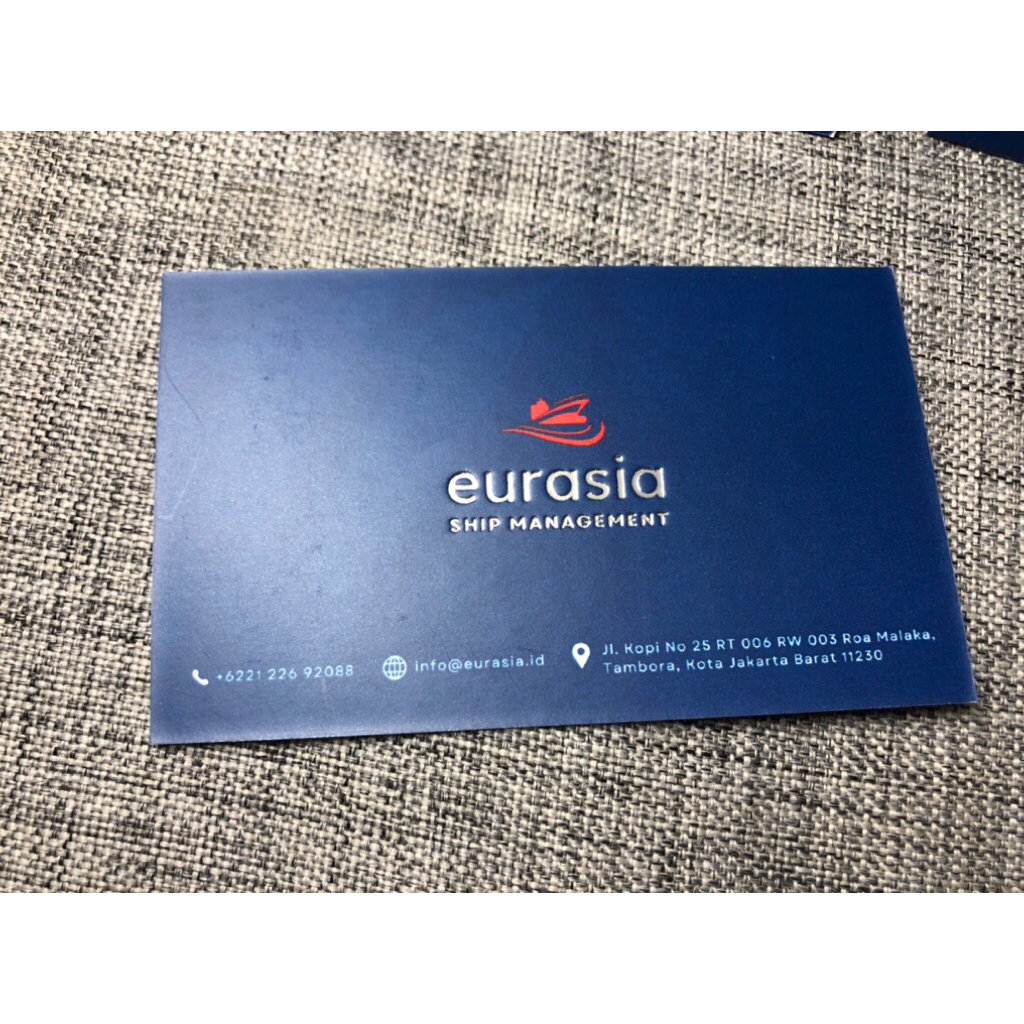 

custom kartu nama premium logo foil silver deboss tebal