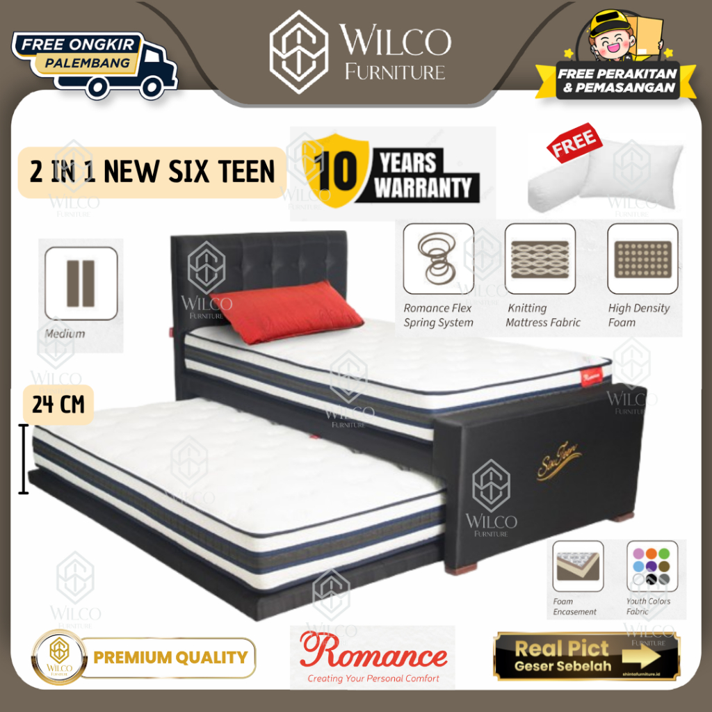 Springbed 2 In 1 Romance SixTeen | Bed Sorong Romance 2 in 1 Six Teen Tinggi 24 Cm | BedSorong Murah
