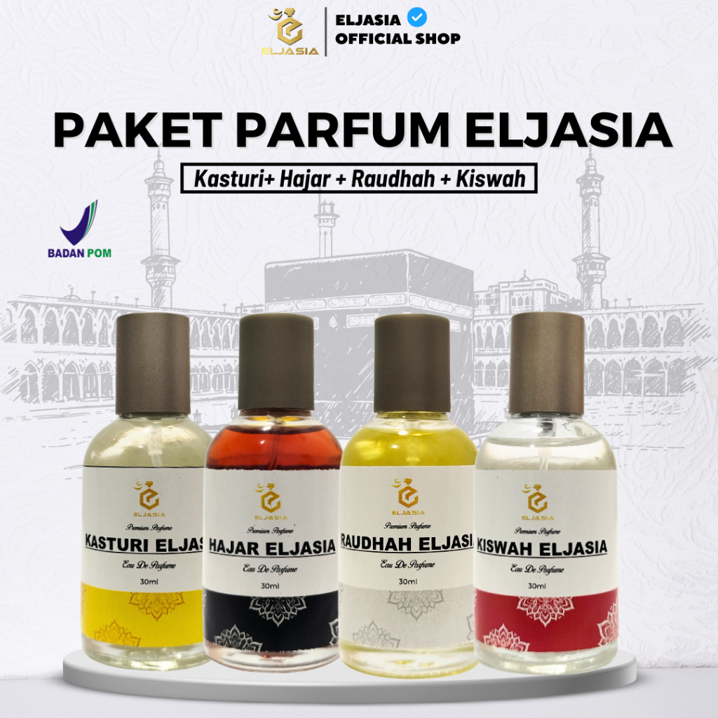 ELJASIA Bundling 4  Parfum Ibadah Eljasia - Kasturi Kiswah Raudah Hajar Aswad  30ml - Unisex