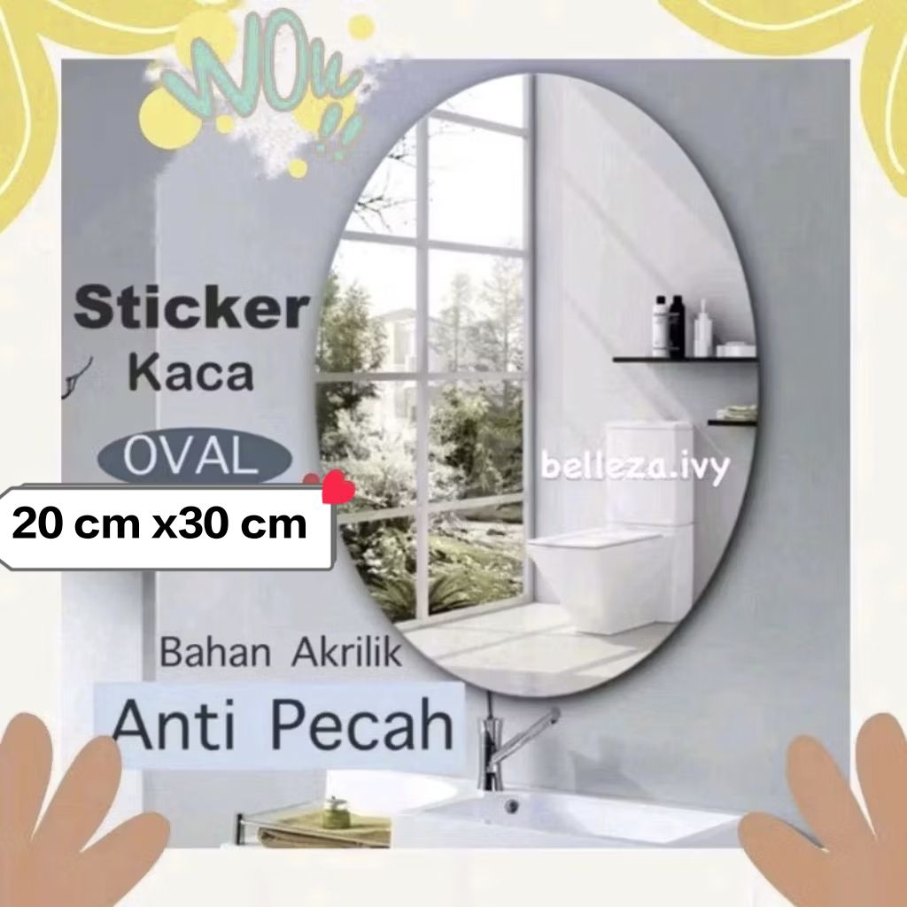 STIKER CERMIN OVAL STIKER DINDING CERMIN 20*30 cm