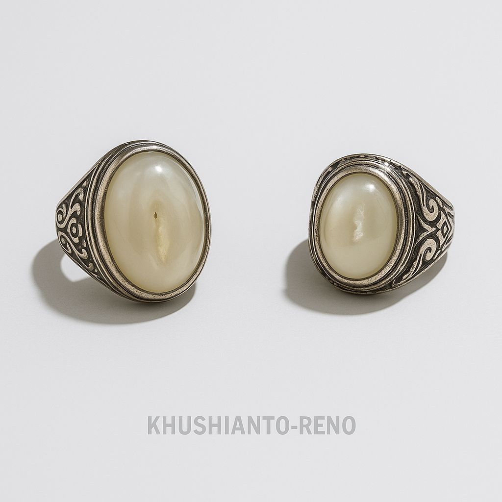 Cincin Combong Putih Asli Natural – Batu Akik Langka Energi Spiritual Pria Wanita