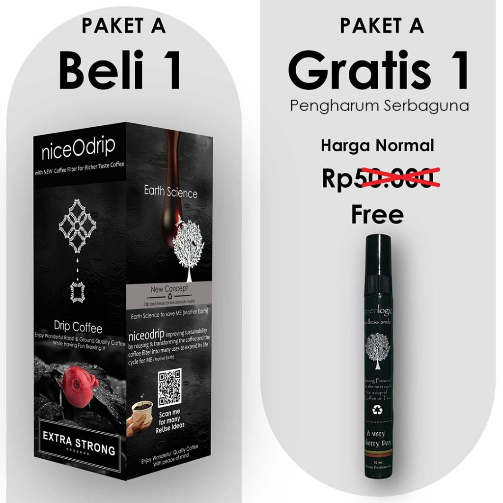 

niceOdrip Coffee Extra Strong Paket Dahsyat Kopi Robusta Mix Arabica Ala Cafe Bonus 1pcs Parfum Multifungsi