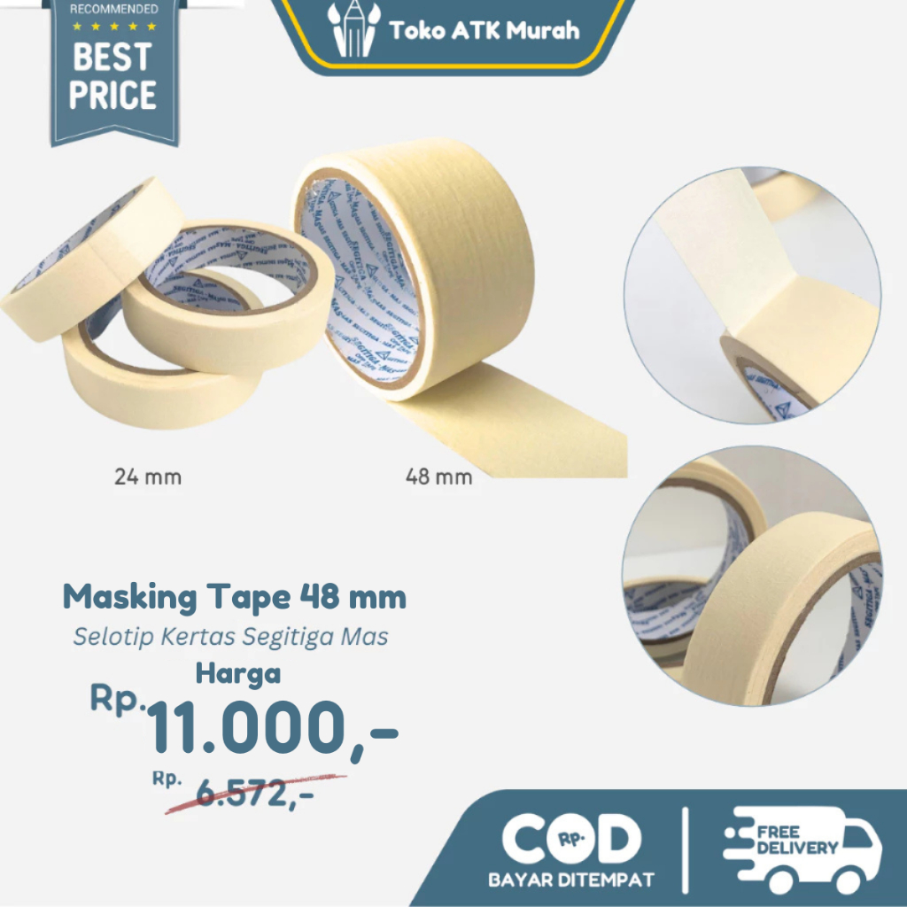 

Selotip Kertas Segitiga Mas 48mm / Masking Tape 2" inch
