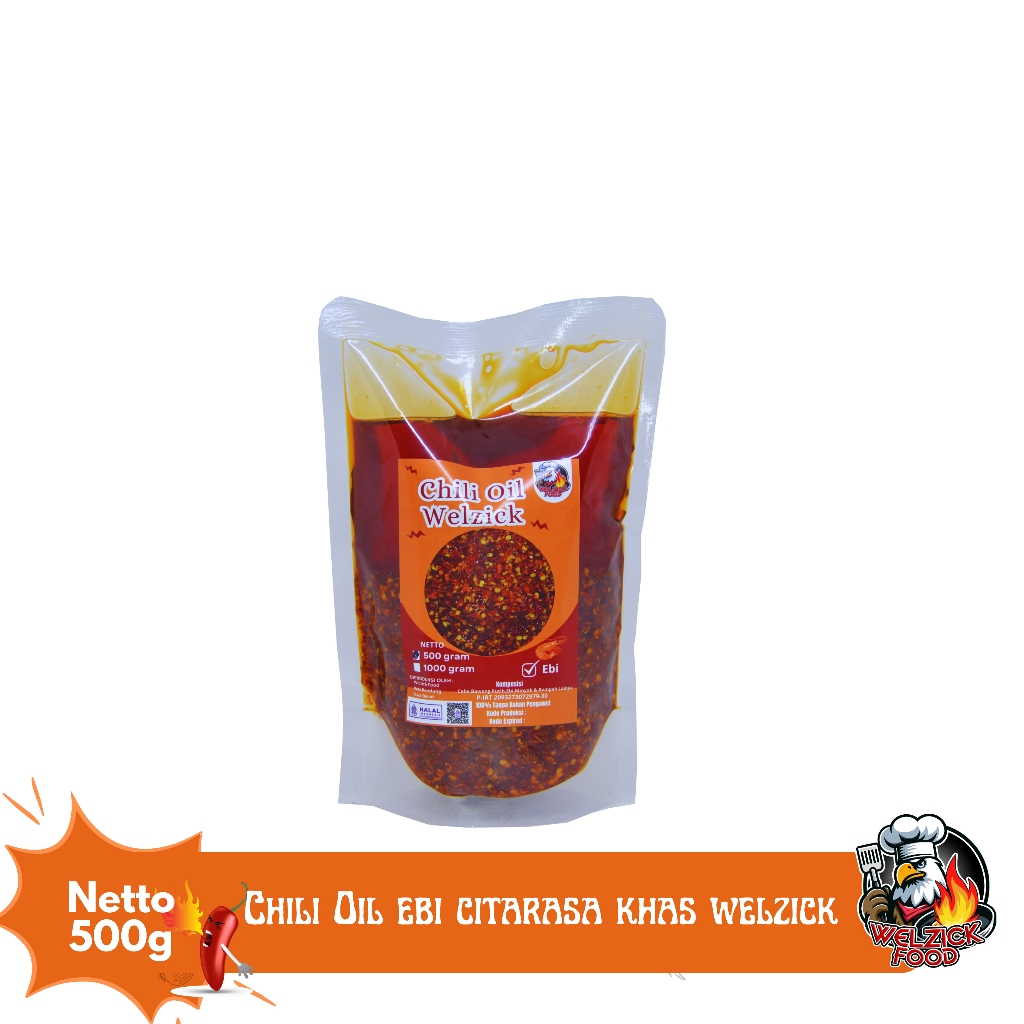 

Welzick Food - Chili Oil Ebi Minyak Cabe Pedas Halal Citarasa Khas 500gr