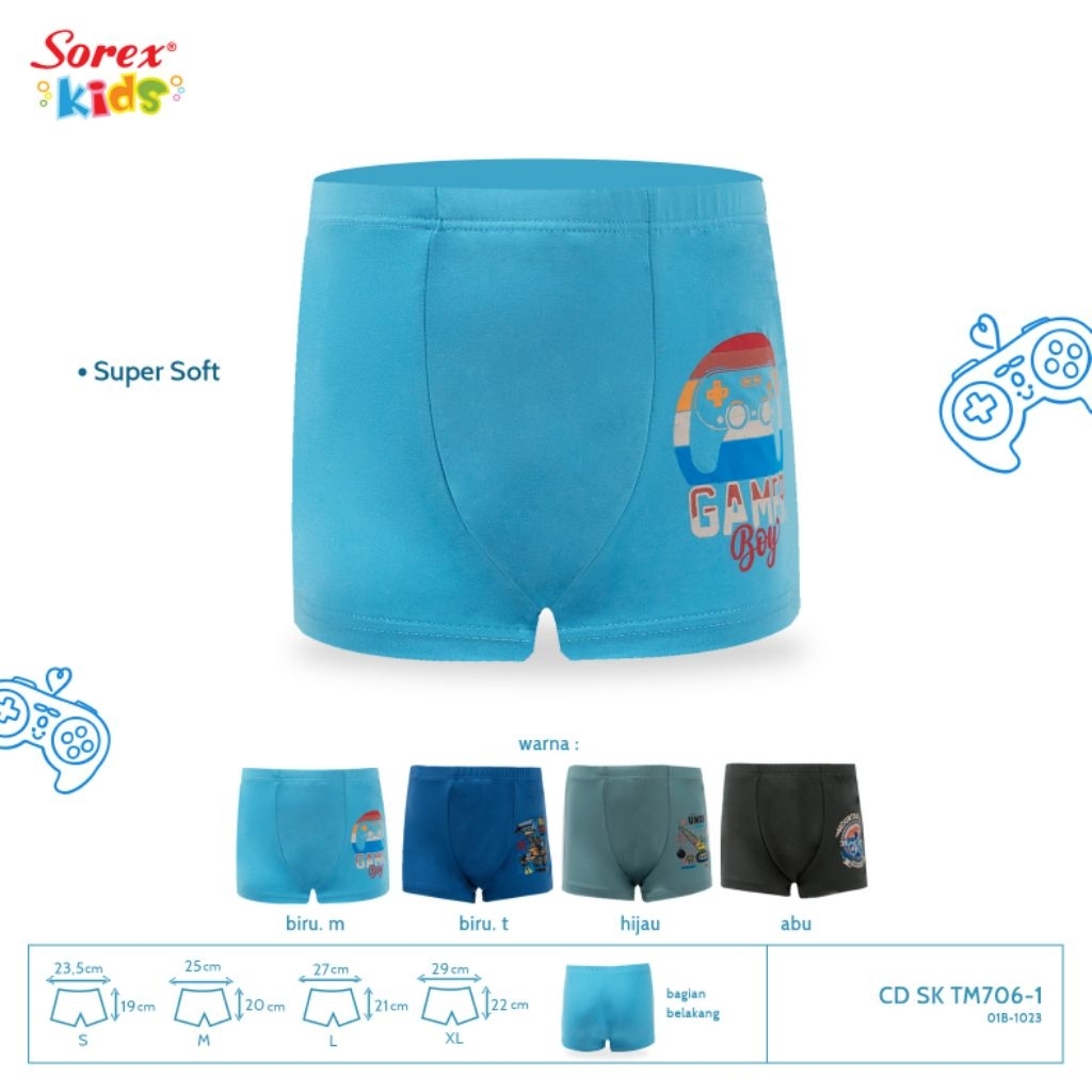 Sorex Kids Boxer Boy isi 3pcs - Sorex Celana Cowok - Sorex Boxer Cowok isi 3pcs