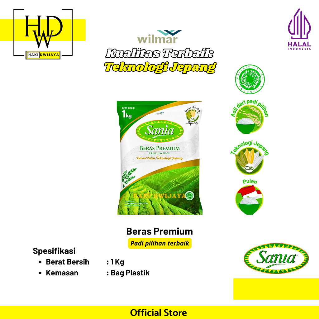

[1 Kg] Sania Beras Premium Pulen, Putih, dan Bersih