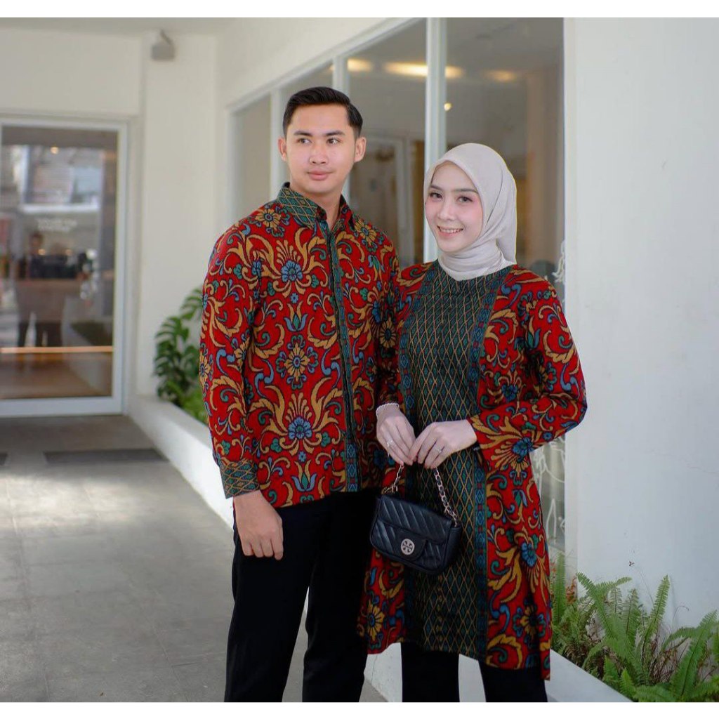 Benang Raja Batik Couple Pria Wanita Katun Motif Songket Bunga