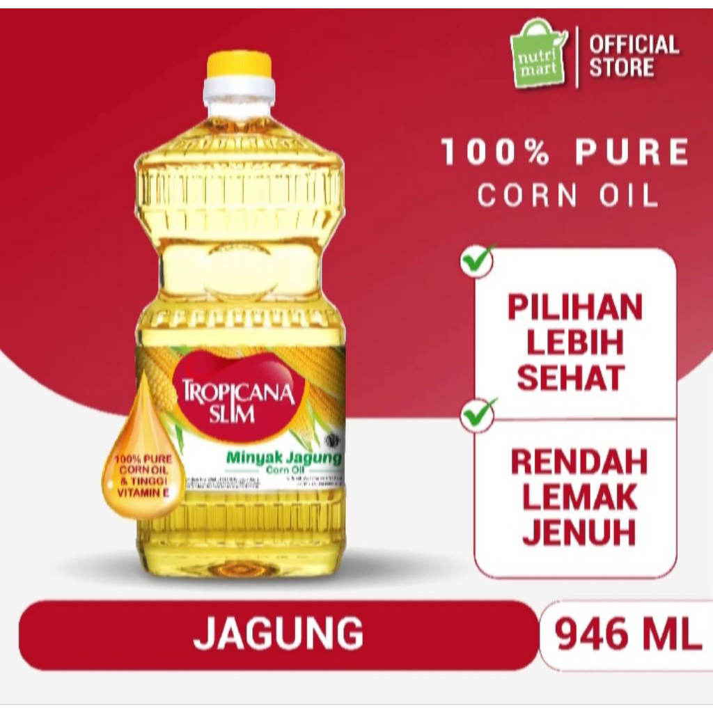 

Tropicana Slim Minyak Jagung 946ml - Minyak Goreng 100% Pure Corn Oil Lebih Sehat & Rendah Lemak Jenuh, Baik untuk Jantung