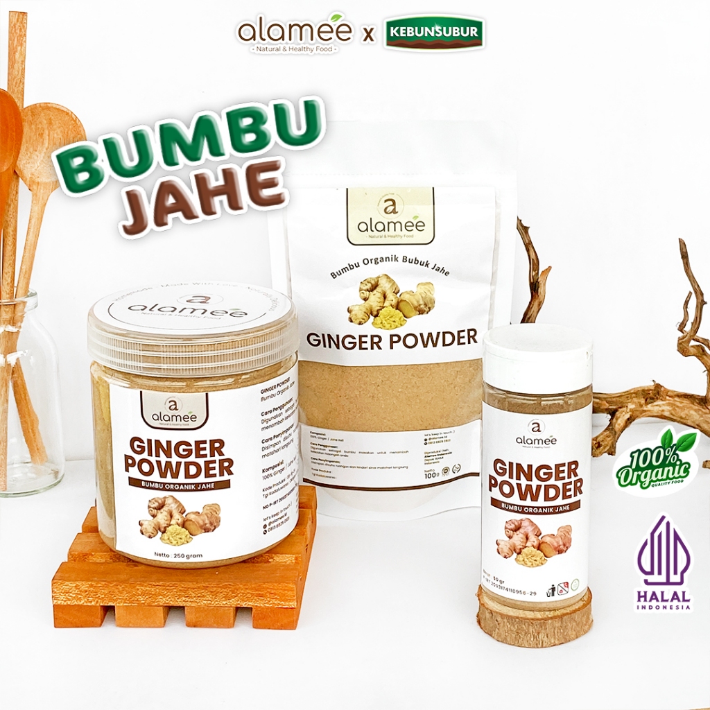 

ALAMEE Ginger Powder Jahe Putih Bubuk Minuman Herbal Bumbu Dapur Instan Organik kebunsubur