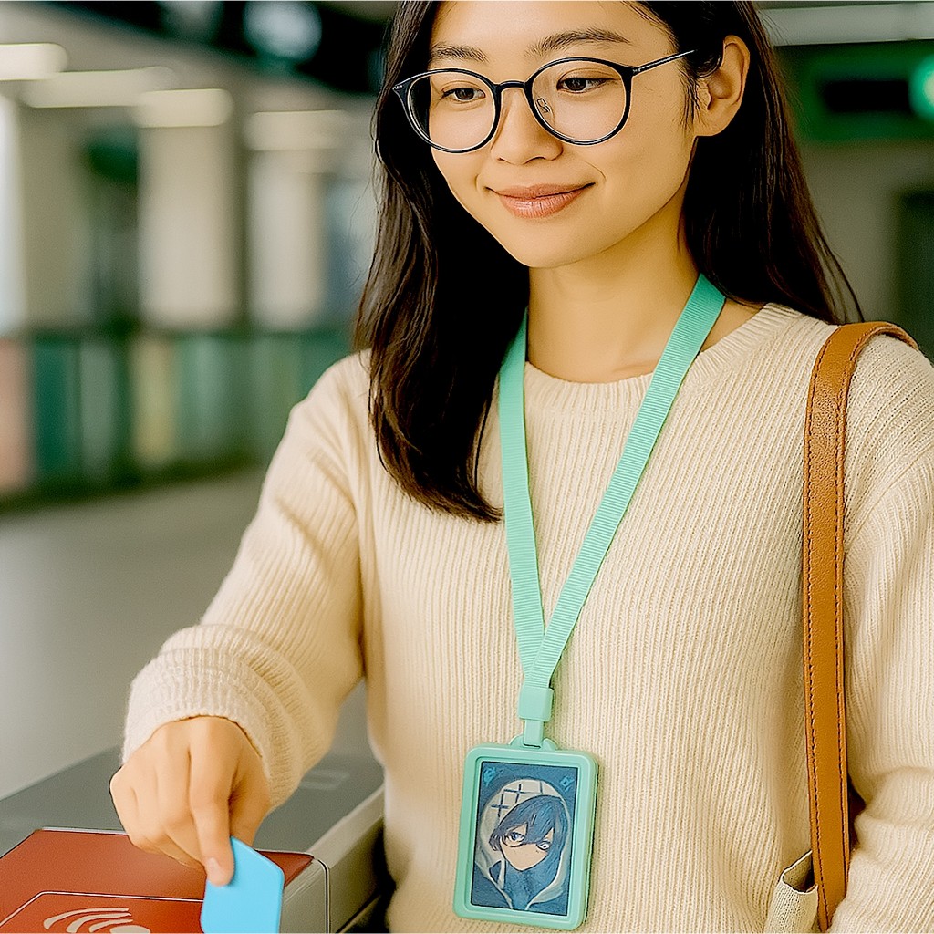 

Name Tag ID Photo Card Holder Member Badge Case 2 Sisi Tempat Kartu Parkir Kereta KRL Busway Transaparan Nilon Tali Lanyard