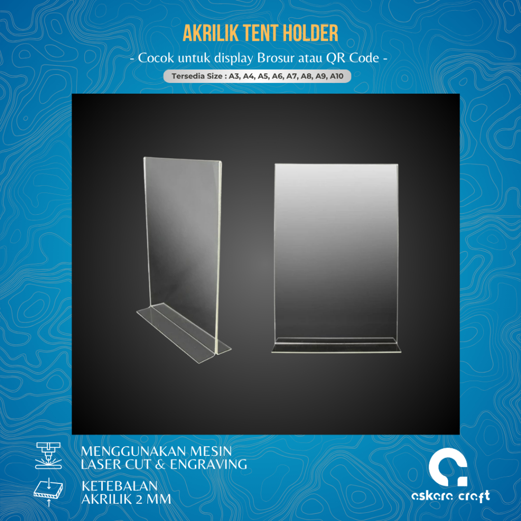 

AKRILIK NOMOR MEJA / TENT CARD / TEMPAT BROSUR TERSEDIA BERBAGAI UKURAN