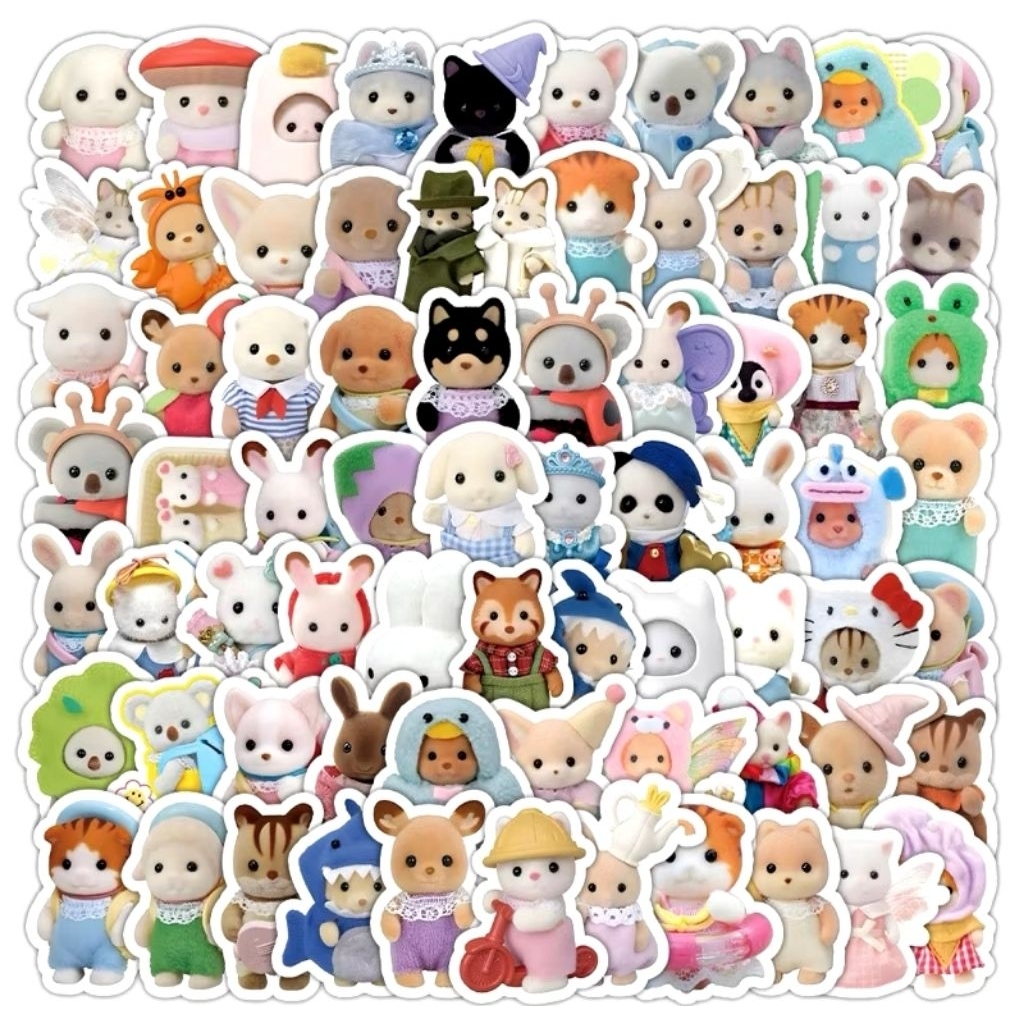 

100pcs Sticker Sylvanian Families Deco Sticker Dekorasi Scrapbook HP Laptop Waterproof