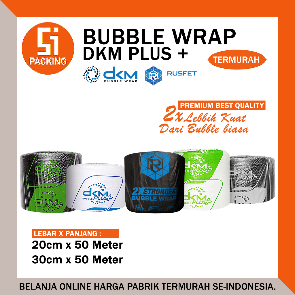 

Plastik Bubble Wrap DKM Potongan 30cm 20cm x 50m Putih Bening & Hitam Packing Roll