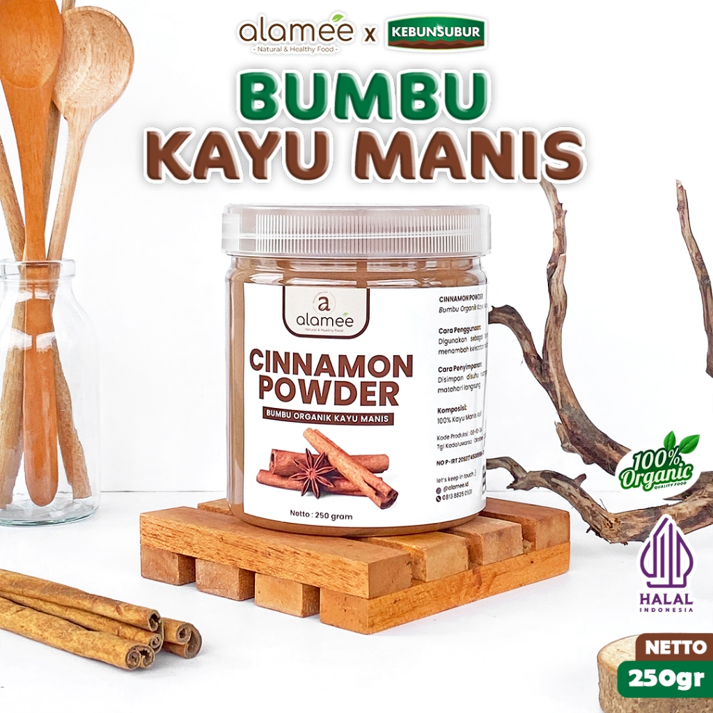 

ALAMEE Bubuk Kayu Manis Bumbu Dapur Cinnamon Powder kayumanis Seasoning Organik Toples Kebunsubur