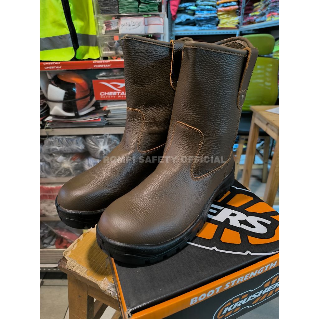 SEPATU SAFETY MERK KRUSHERS TYPE TEXAS WARNA BROWN - KRUSHERS KRUSHERS TEXAS BROWN COLOR - SEPATU KE