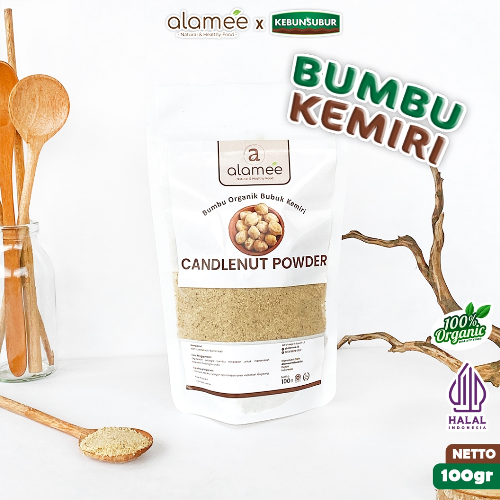 

ALAMEE Bubuk kemiri Candlenut Powder Bumbu Dapur Organik Masak Murni Asli Seasoning 100Gr kebunsubur