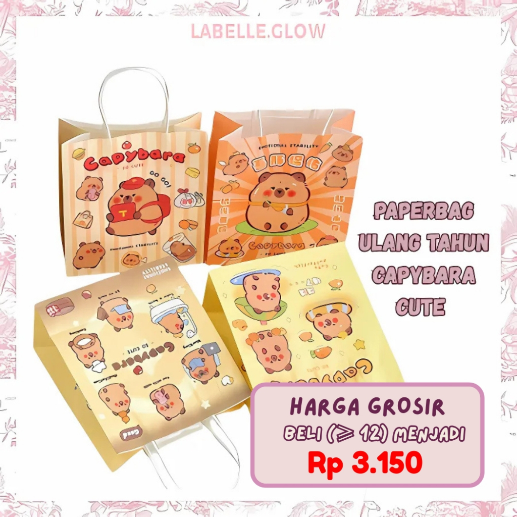 

LB Paper Bag Tas Kado Tas Hadiah Ulang Tahun Karakter Capybara Goodie Bag Bingkisan Tas Tenteng
