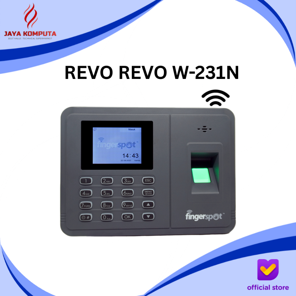 Mesin Absensi Fingerspot Revo W-231N Fingerprint, PIN Mesin Absen