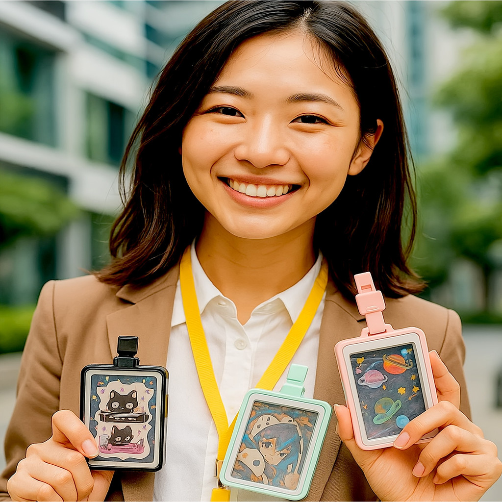 

Name Tag ID Photo Card Holder Member Badge Case 2 Sisi Tempat Kartu Parkir Kereta KRL Busway Transaparan Nilon Tali Lanyard