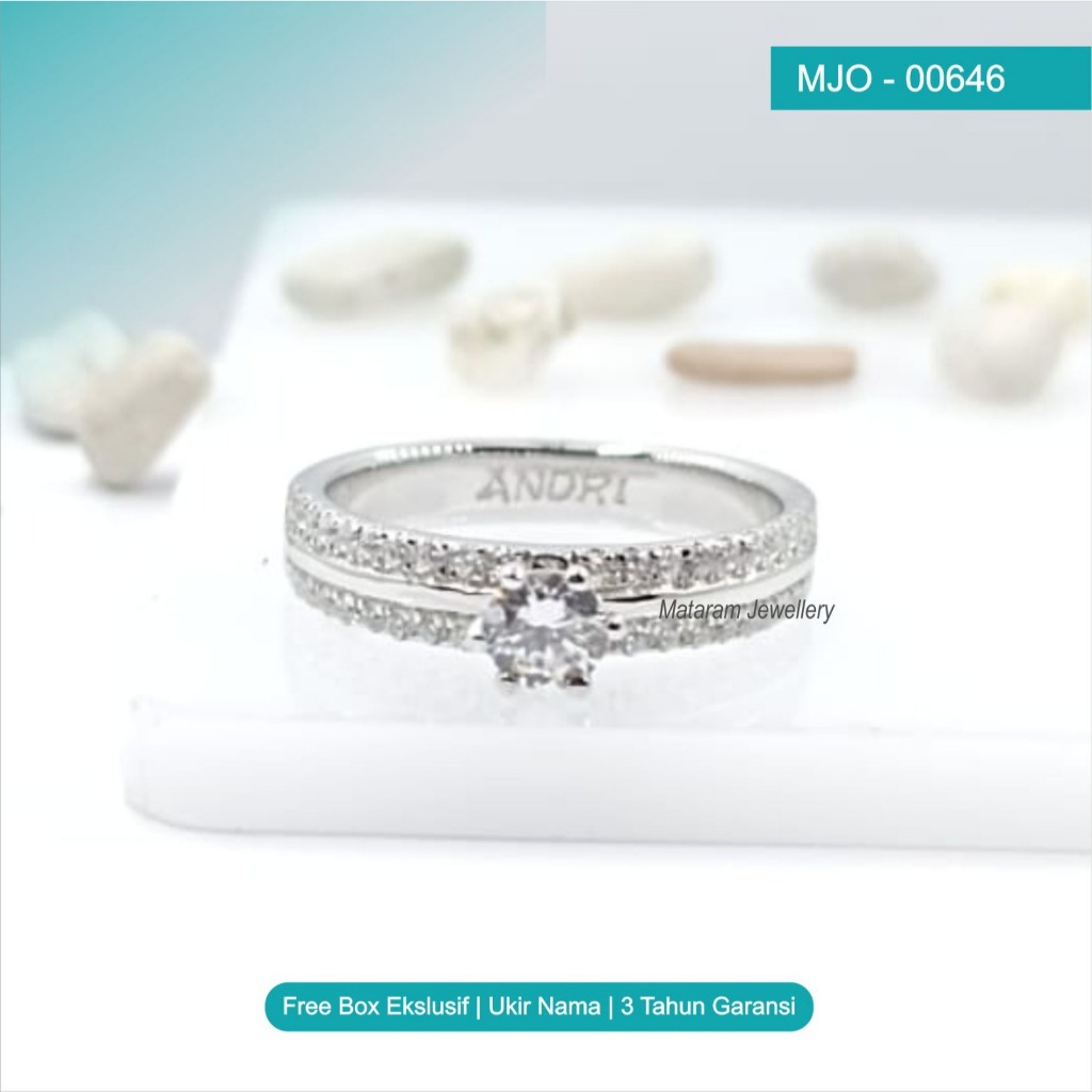 Cincin Kawin Emas Putih Kadar 5% - 23K - Bebas Request Model Cincin Custom By Mataram Jewellery - Fr