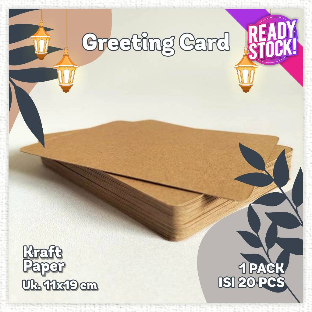 (20 Lembar) Kartu Ucapan Kosong Notepad Greeting Cards Blank Card Paper Kertas Kraft