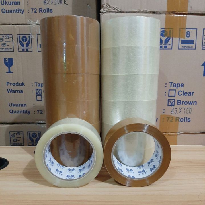 

[6 Roll] Lakban Bening / Coklat 45mm X 90Yard