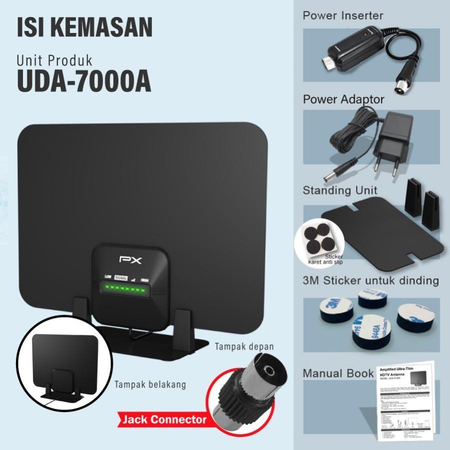 antena tv digital PX UDA-7000A Antena TV Digital Indoor Dinding DVB-T2 + Booster LED