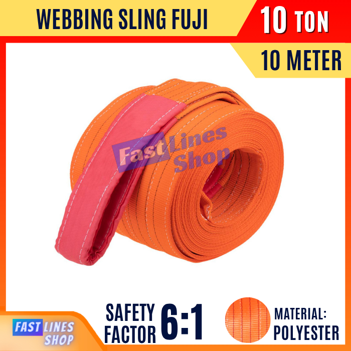 Fuji Webbing Sling Belt 10 Ton 10 Meter Tali Angkat Double Ply Webing Sling Kapasitas 10Ton 10Meter