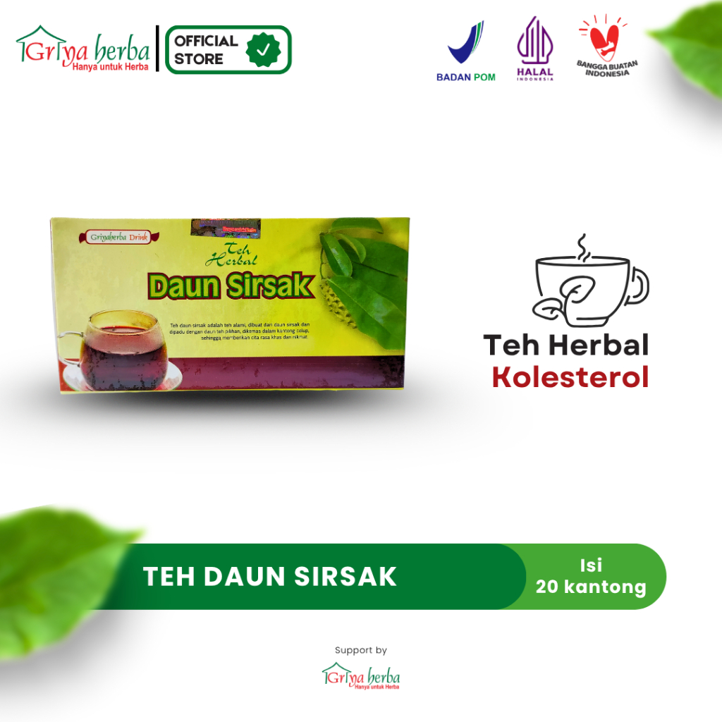 

Teh Herbal Daun Sirsak griya herba Untuk Turunkan tekanan darah anti kanker dan gejalanya Halal alami
