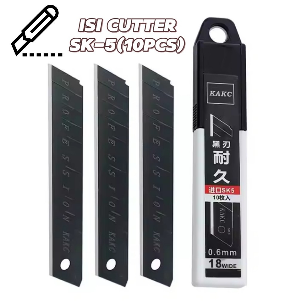 

ISI CUTTER 10PCS SK-5 BESAR 18MM TAJAM REFILL CUTTER 18MM BESAR 10PCS / ISI ULANG CUTER KATER BESAR 18MM 10PCS SPARE KNIFE
