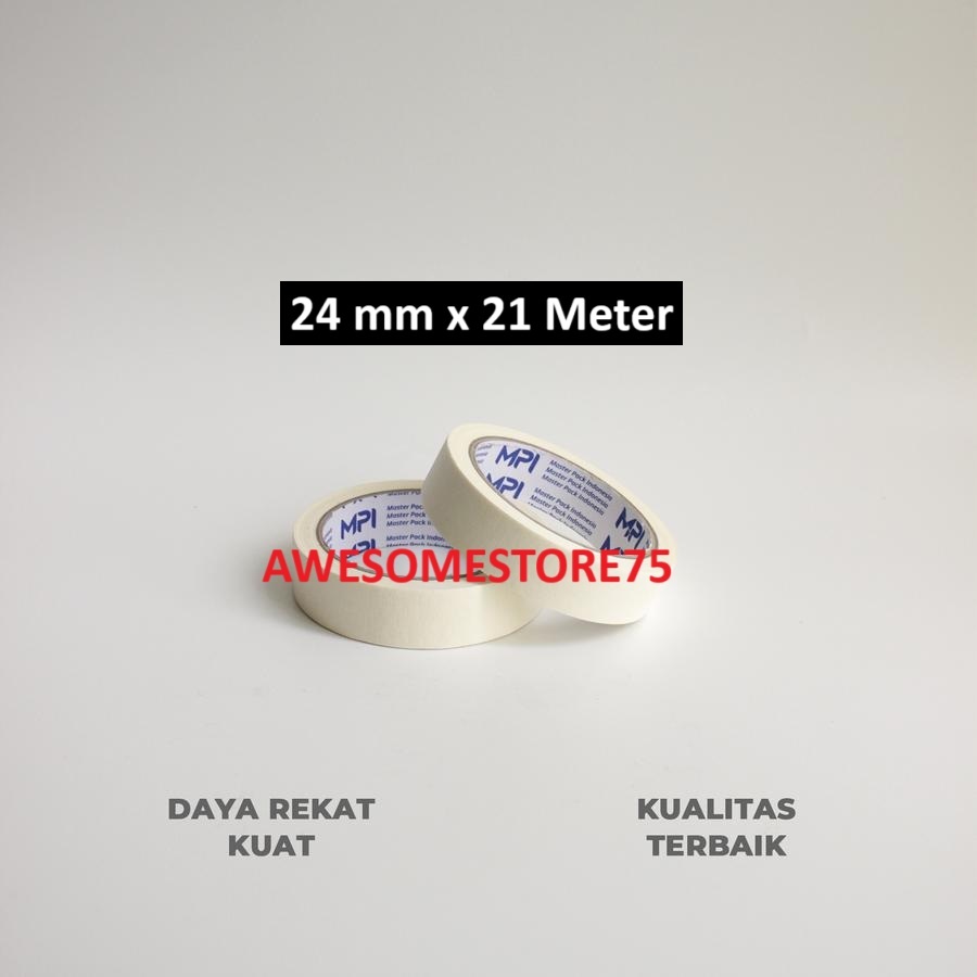 MPI Lakban Kertas 1" Inch x 21 Meter Isolasi Lem Kertas Cat Mobil Perekat Motor