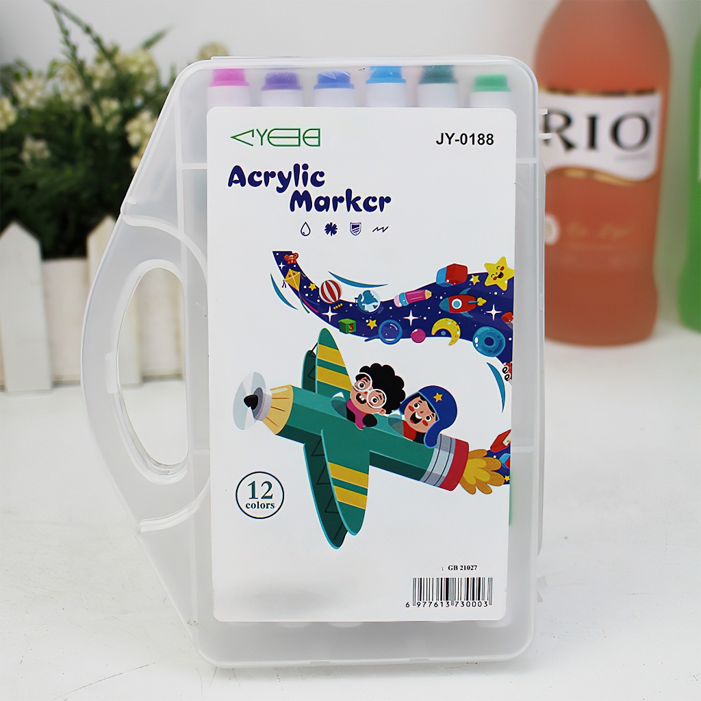 

12 Pcs Spidol Akrilik Lukis Spidol Warna Warni Terbaru Spidol Acrylic Marker YL-030512