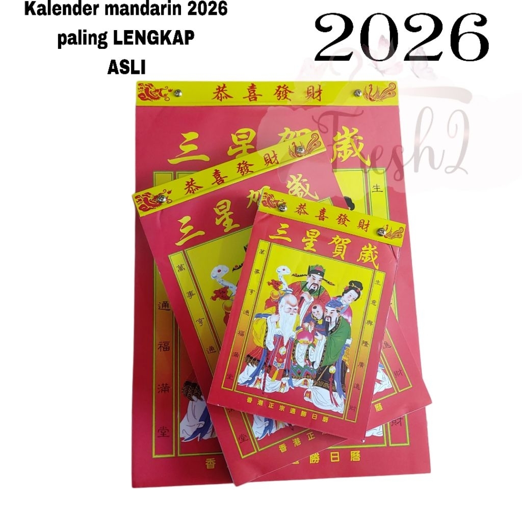 

3 ukuran kalender mandarin 2026 TERBARU / CALENDER CHINA / KALEDER 2026