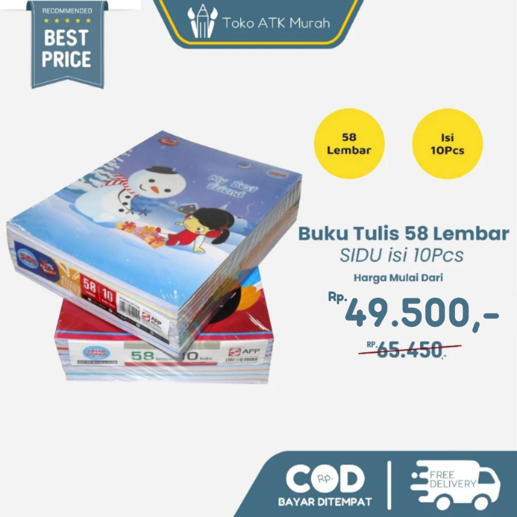 

Buku Tulis SIDU Sinar Dunia 58 Lembar 1 Pak isi 10 - Buku Sekolah Skola