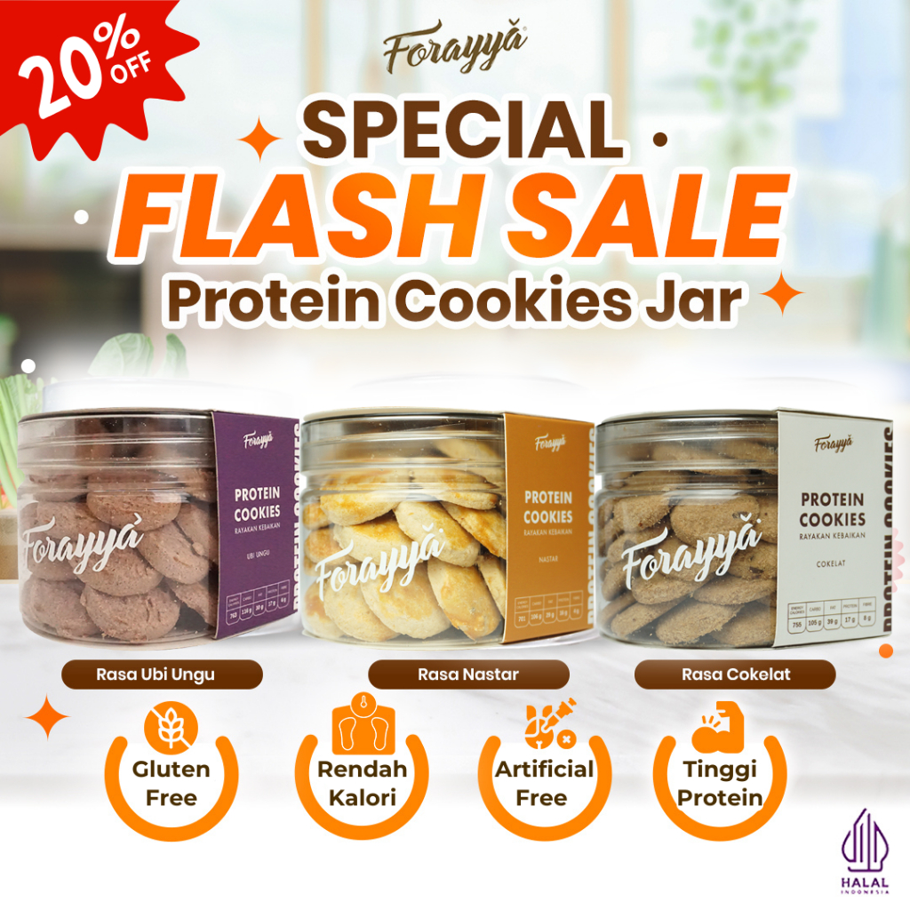 

Protein Cookies Jar 170g - Healthy Snack Gluten Free Tinggi Protein Asam Amino Kue Kering Toples FLASH SALE EXP OKT 25