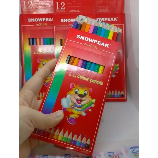 

Cat warna merk SNOWPEAK isi 12 warna Kelir Kayu Panjang Pencil Pinsil Colour Dua Belas Warna