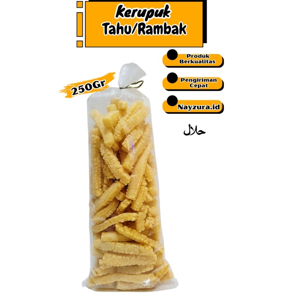

Nayzura.id - Kerupuk Tahu Panjang, Stik Tahu Rambak , 1Ball Ukuran 250gram, Cemilan