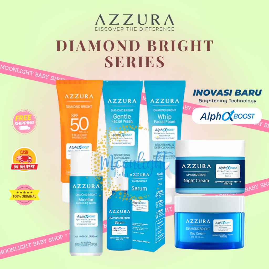 Azzura Diamond Bright Series - Serum | Micellar | Whip Facial Foam | Gentle Wash | Sunscreen | Cream