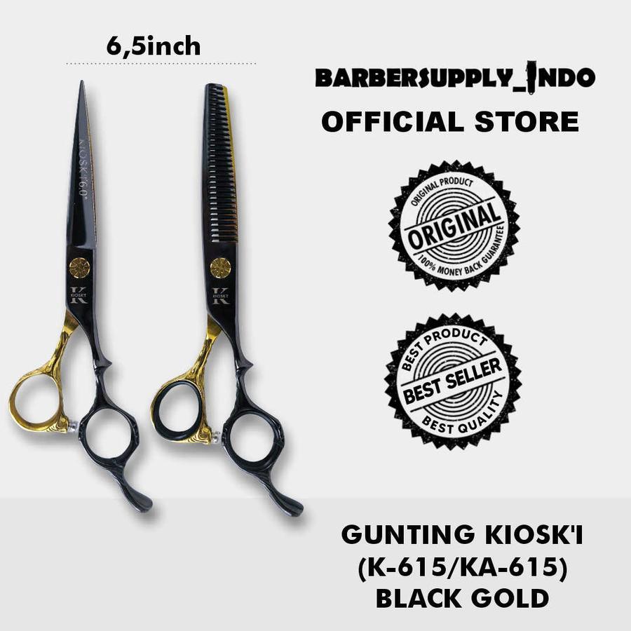 

KIOSK'I SCISSOR SET GUNTING SET POTONG & PENIPIS KIOSK'I (K-615 & KA-615) 6 INCH BLACK GOLD