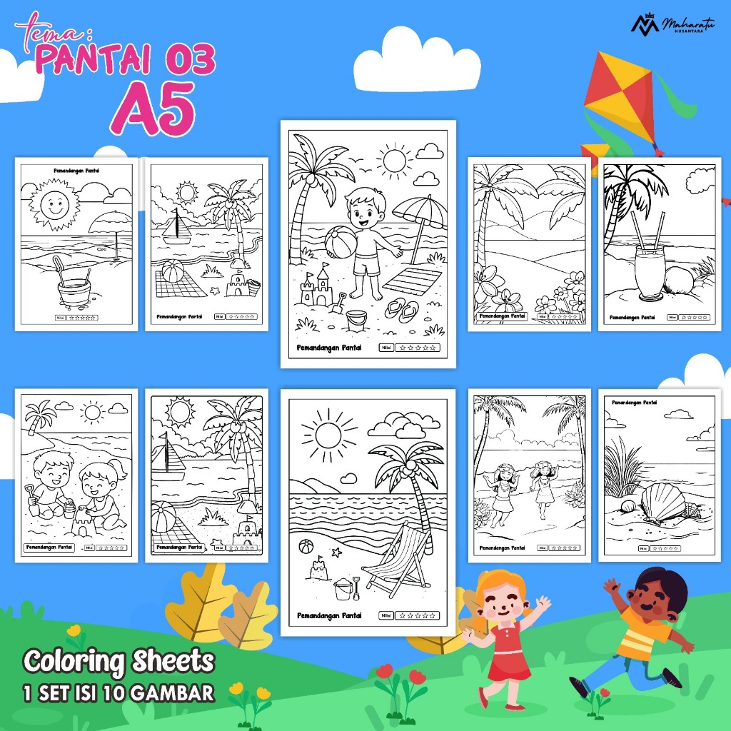 

[PANTAI 03] KERTAS MEWARNAI EDUKASI ANAK READY STOCK - COLORING SHEET ISI 10 LEMBAR UKURAN A5