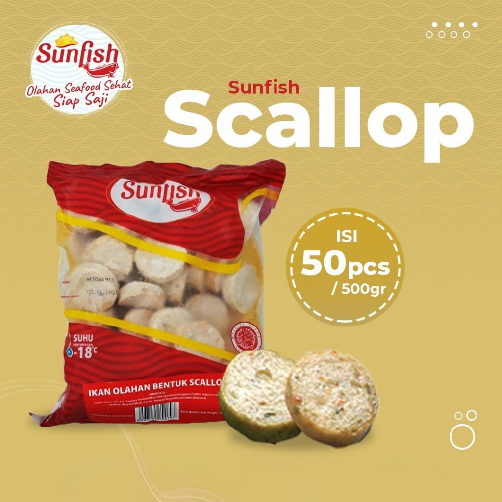 

Sunfish Scallop Ikan Bakar Olahan Ikan Kepiting Shabu Shabu Seblak Bakso Dimsum Dumpling 500 gram