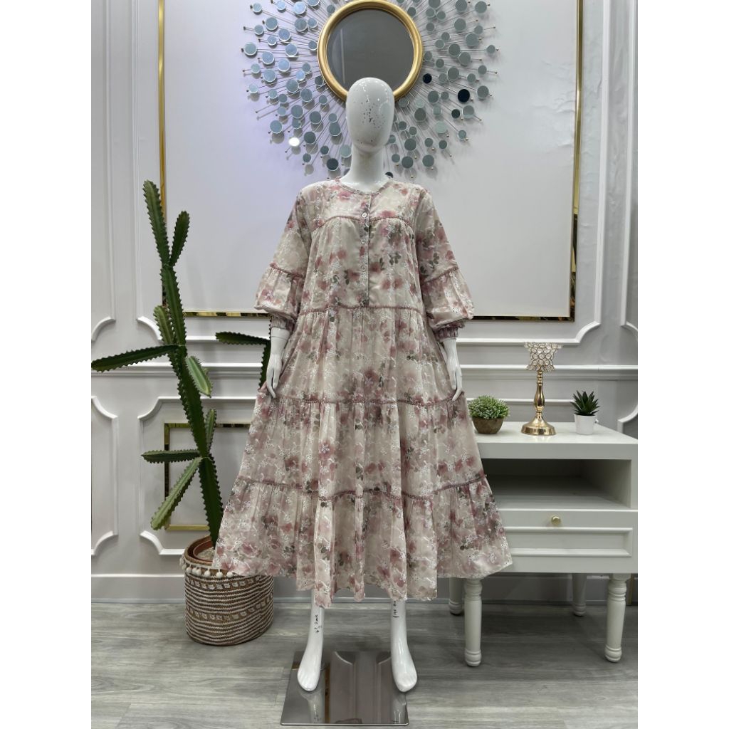 MIDI dress Salvina ys katun bordir renda payet