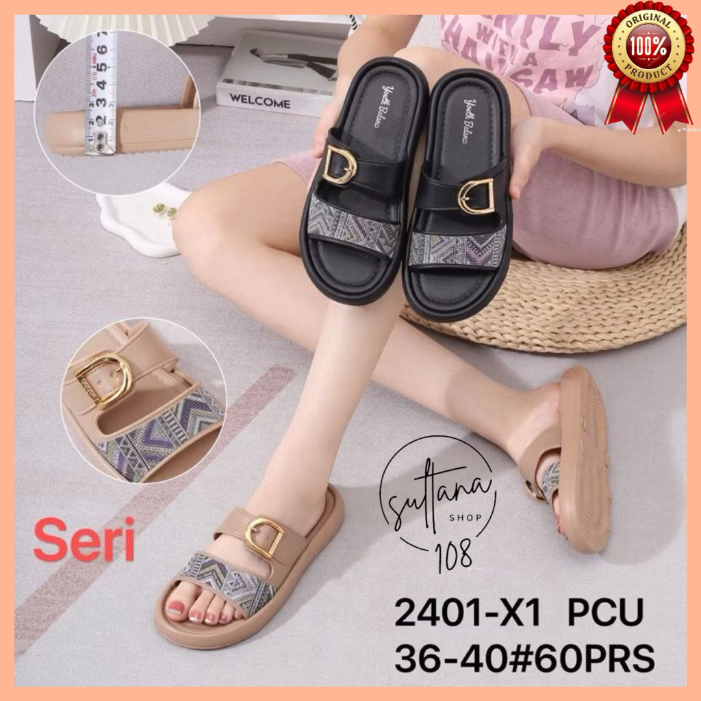 Sandal Jelly Balance 2401-X1 Sandal Slop Ban Dua Gesper-D Bohemian Terbaru